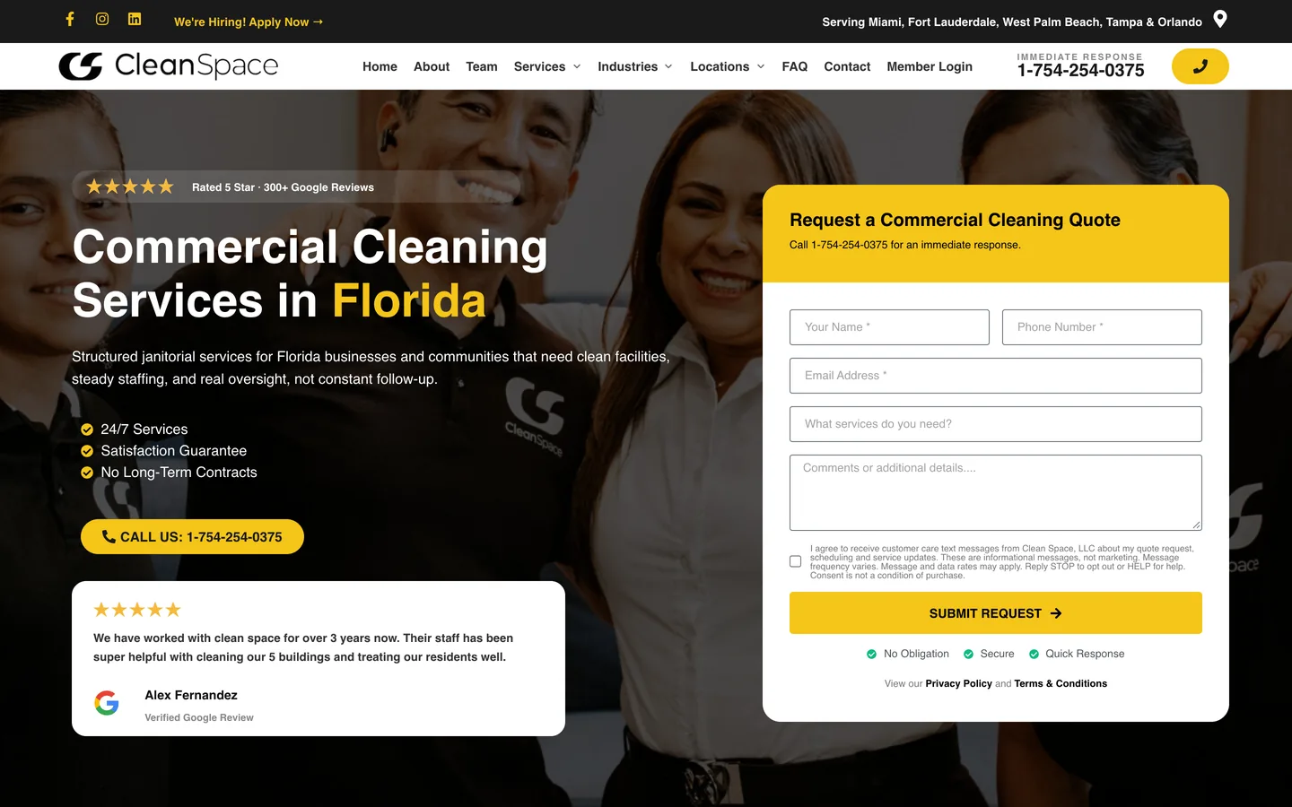 Clean Space homepage hero on a 1440px desktop screen.