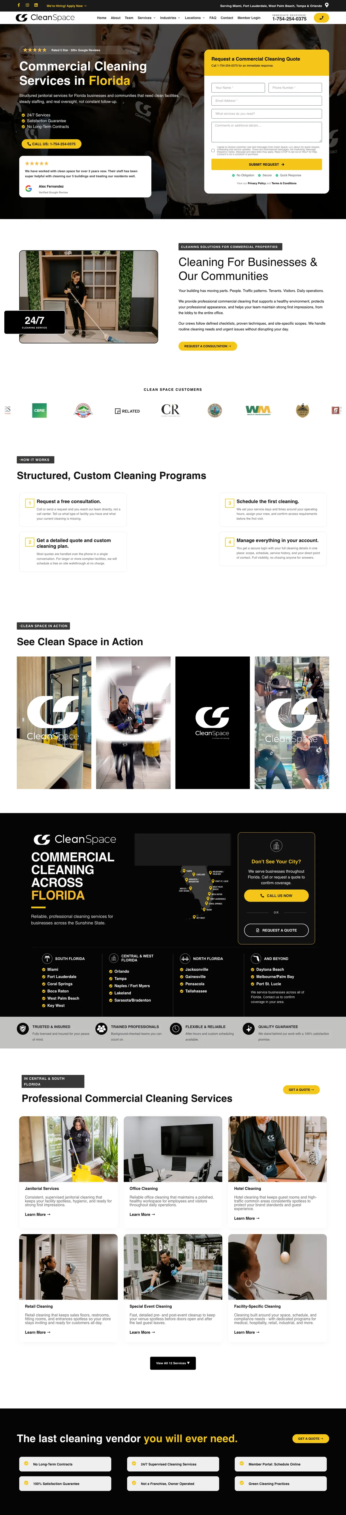 Full-length Clean Space homepage on desktop.