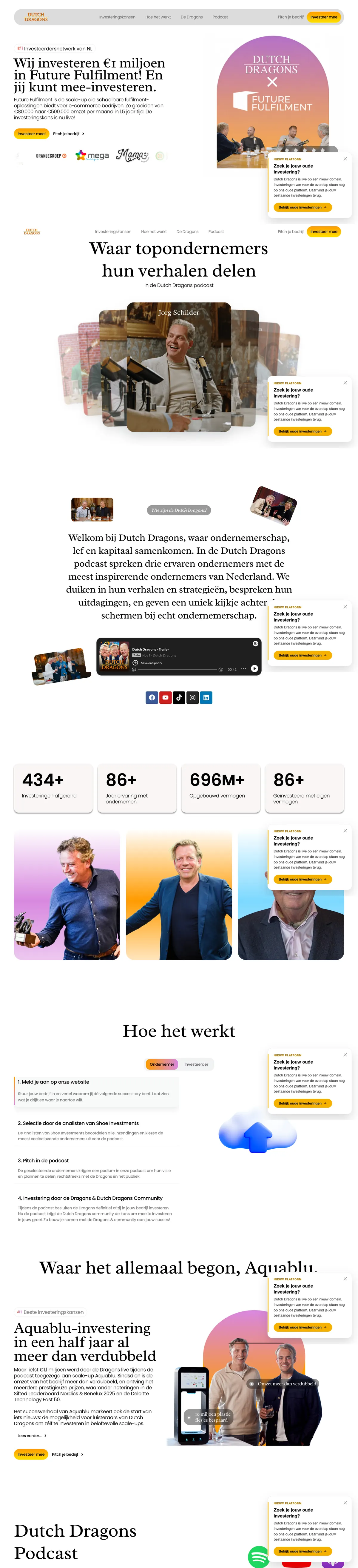 Full-length Dutch Dragons homepage on desktop.